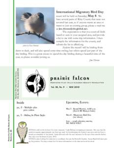 International Migratory Bird Day count will be held on Saturday, May 8.  We Printed by Claflin Books & Copies