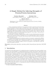 56  Genome Informatics 15(1): 56–A Simple Method for Inferring Strengths of Protein-Protein Interactions