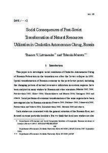 Social Consequences of Post-Soviet Transformation of Natural Resources Utilization in Chukotka Autonomous Okrug, Russia