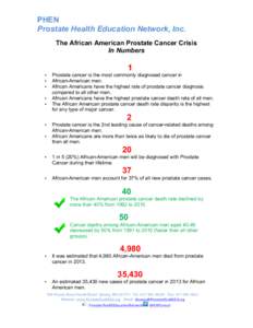 PHEN Prostate Health Education Network, Inc. 	
   The African American Prostate Cancer Crisis In Numbers