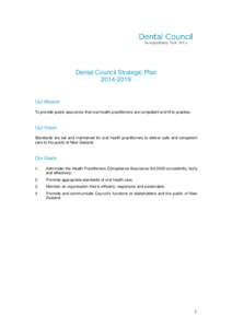 Dental Council Strategic Plan[removed]Our Mission To provide public assurance that oral health practitioners are competent and fit to practise.