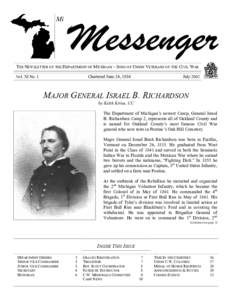Mi  THE NEWSLETTER OF THE DEPARTMENT OF MICHIGAN ~ SONS OF UNION VETERANS OF THE CIVIL WAR Chartered June 24, 1884  Vol. XI No. 1