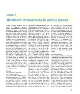 Chapter 4  Metabolism of sunscreens in various species In order to achieve the stated SPF (2 mg/cm2) of a sunscreen preparation, about 35 ml are needed for a whole-body