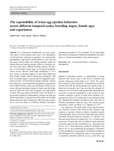 Behav Ecol Sociobiol:749–759 DOIs00265ORIGINAL PAPER  The repeatability of avian egg ejection behaviors