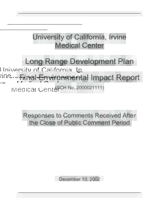 University of California, Irvine Medical Center Long Range Development Plan Final Environmental Impact Report (SCH No)