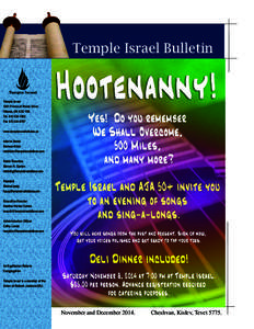 Temple Israel Bulletin  Temple Israel 1301 Prince of Wales Drive Ottawa, ON K2C 1N2 Tel