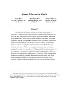 Shared Information Goods Yannis Bakos Erik Brynjolfsson  Douglas Lichtman