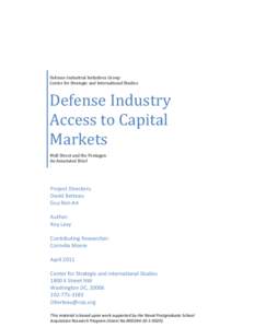 Defense Industry Access to Capital Markets