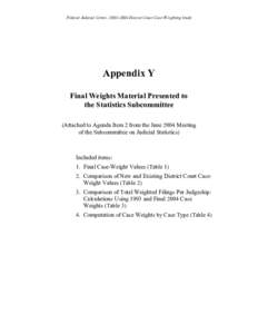 Federal Judicial Center, 2003–2004 District Court Case-Weighting Study  Appendix Y Final Weights Material Presented to the Statistics Subcommittee (Attached to Agenda Item 2 from the June 2004 Meeting