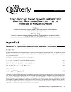 RESEARCH ARTICLE  COMPLEMENTARY ONLINE SERVICES IN COMPETITIVE MARKETS: MAINTAINING PROFITABILITY IN THE PRESENCE OF NETWORK EFFECTS Hila Etzion