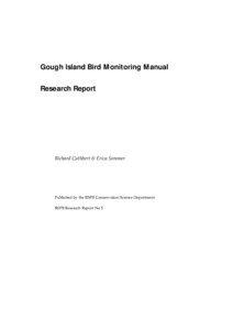 Gough Island Bird Monitoring Manual Research Report
