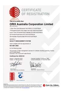 This is to certify that:  ORIX Australia Corporation Limited ABN[removed]1 Eden Park Drive Macquarie Park NSW 2113 AUSTRALIA