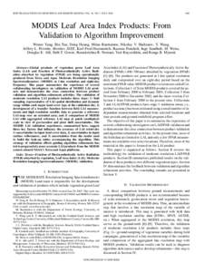 IEEE TRANSACTIONS ON GEOSCIENCE AND REMOTE SENSING, VOL. 44, NO. 7, JULYMODIS Leaf Area Index Products: From Validation to Algorithm Improvement