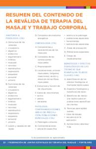 RESUMEN DEL CONTENIDO DE LA REVÁLIDA DE TERAPIA DEL MASAJE Y TRABAJO CORPORAL ANATOMÍA & FISIOLOGÍA (12%)