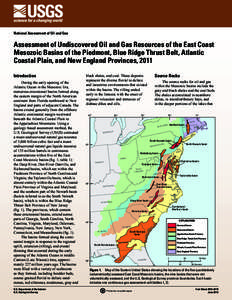 National Assessment of Oil and Gas  Assessment of Undiscovered Oil and Gas Resources of the East Coast Mesozoic Basins of the Piedmont, Blue Ridge Thrust Belt, Atlantic Coastal Plain, and New England Provinces, 2011 Int
