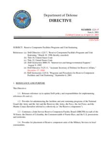 DoD Directive, June 6, 2001; Certified Current as of April 23, 2007