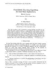 JOURNAL OF COMPUTER AND SYSTEM SCIENCES 31, [removed]Proba bit istic Cou nting Algorithms for Data Base Applications
