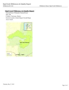 Opal Creek Wilderness Air Quality Report, 2012