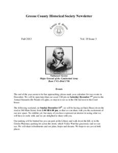 Greene County Historical Society Newsletter  Fall 2013 Vol. 19 Issue 3
