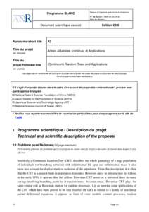 Programme BLANC Document scientifique associé