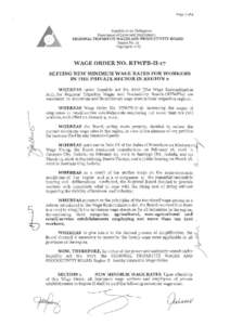 Page 1 of 18 Republic of the Philippines Department of Labor and Employment REGIONAL TRIPARTITE WAGES AND PRODUCTIVITY BOARD Region No. 02 Tuguegarao City