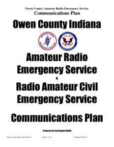 Owen County Amateur Radio Emergency Service  Communications Plan Owen County Indiana Amateur Radio