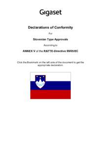 Declarations of Conformity For Slovenian Type Approvals According to