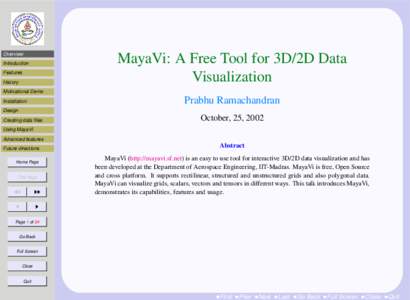 Overview  MayaVi: A Free Tool for 3D/2D Data Visualization  Introduction