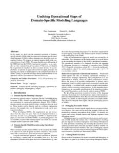 Undoing Operational Steps of Domain-Specific Modeling Languages Tim Hartmann Daniel A. Sadilek