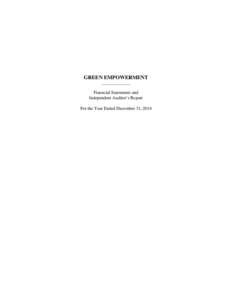 GREEN EMPOWERMENT ______________ Financial Statements and Independent Auditor’s Report For the Year Ended December 31, 2014