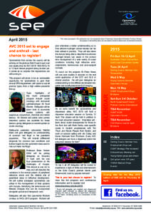 The monthly magazine of  April 2015 AVC 2015 set to engage and enthrall - last chance to register!