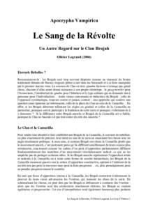 Apocrypha Vampirica  Le Sang de la Révolte Un Autre Regard sur le Clan Brujah Olivier Legrand (2004)