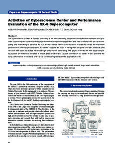 Papers on Supercomputer SX Series Effects  Activities of Cyberscience Center and Performance