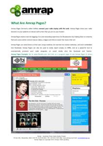 What Are Amrap Pages? Amrap Pages (formerly called AirNet) connect your radio airplay with the web. Amrap Pages draw your radio listeners to your website to interact with artists that you air on your Station. Amrap Pages