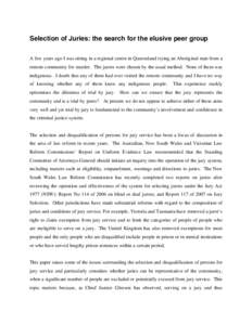 Selection of Juries: the search for the elusive peer group - Justice Roslyn Atkinson