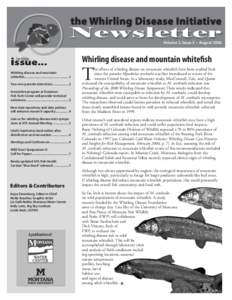 the Whirling Disease Initiative  Newsletter Volume 2, Issue 3 ~ August 2006