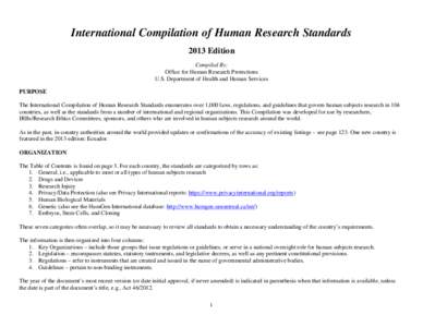 Compilation of International Human Subject Protections