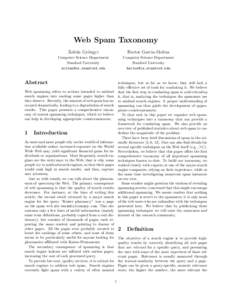 Web Spam Taxonomy Zolt´an Gy¨ongyi Hector Garcia-Molina  Computer Science Department