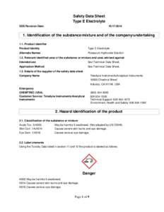 Safety Data Sheet Type E Electrolyte SDS Revision Date: 