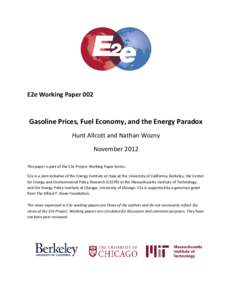 Gasoline Prices, Fuel Economy, and the Energy Paradox