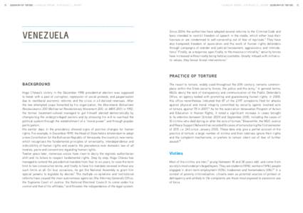 70  GEOGRAPHY OF TORTURE . A WORLD OF TORTURE . ACAT-FRANCE 2011 REPORT VENEZUELA