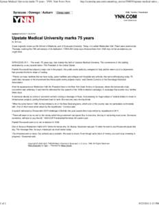 Upstate Medical University marks 75 years - YNN, Your News Now
