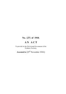 No[removed]of[removed]AN ACT To provide for the Provisional Government of the Northern Territory.