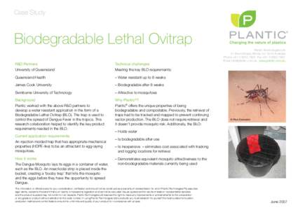 Case Study  Biodegradable Lethal Ovitrap R&D Partners  Technical challenges