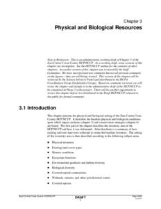 Chapter 3  Physical and Biological Resources Note to Reviewers: This is an administrative working draft of Chapter 3 of the East Contra Costa County HCP/NCCP. As a working draft, some sections of this