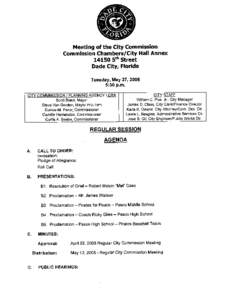 Meeting of the City Commission Commission Chambers City Hall Annex[removed]5th Street Dade City Florida[removed]