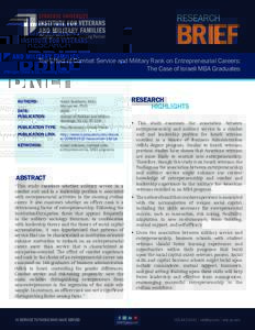RESEARCH  BRIEF The Effect of Combat Service and Military Rank on Entrepreneurial Careers: The Case of Israeli MBA Graduates