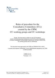 CIPM-D-01-Rules and Procedures for the CCs, CC Working Groups and CC Workshops