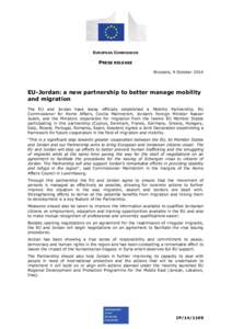 EUROPEAN COMMISSION  PRESS RELEASE Brussels, 9 October[removed]EU-Jordan: a new partnership to better manage mobility