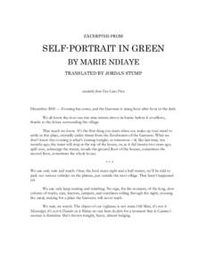 EXCERPTED FROM  SELF-PORTRAIT IN GREEN BY MARIE NDIAYE TRANSLATED BY JORDAN STUMP